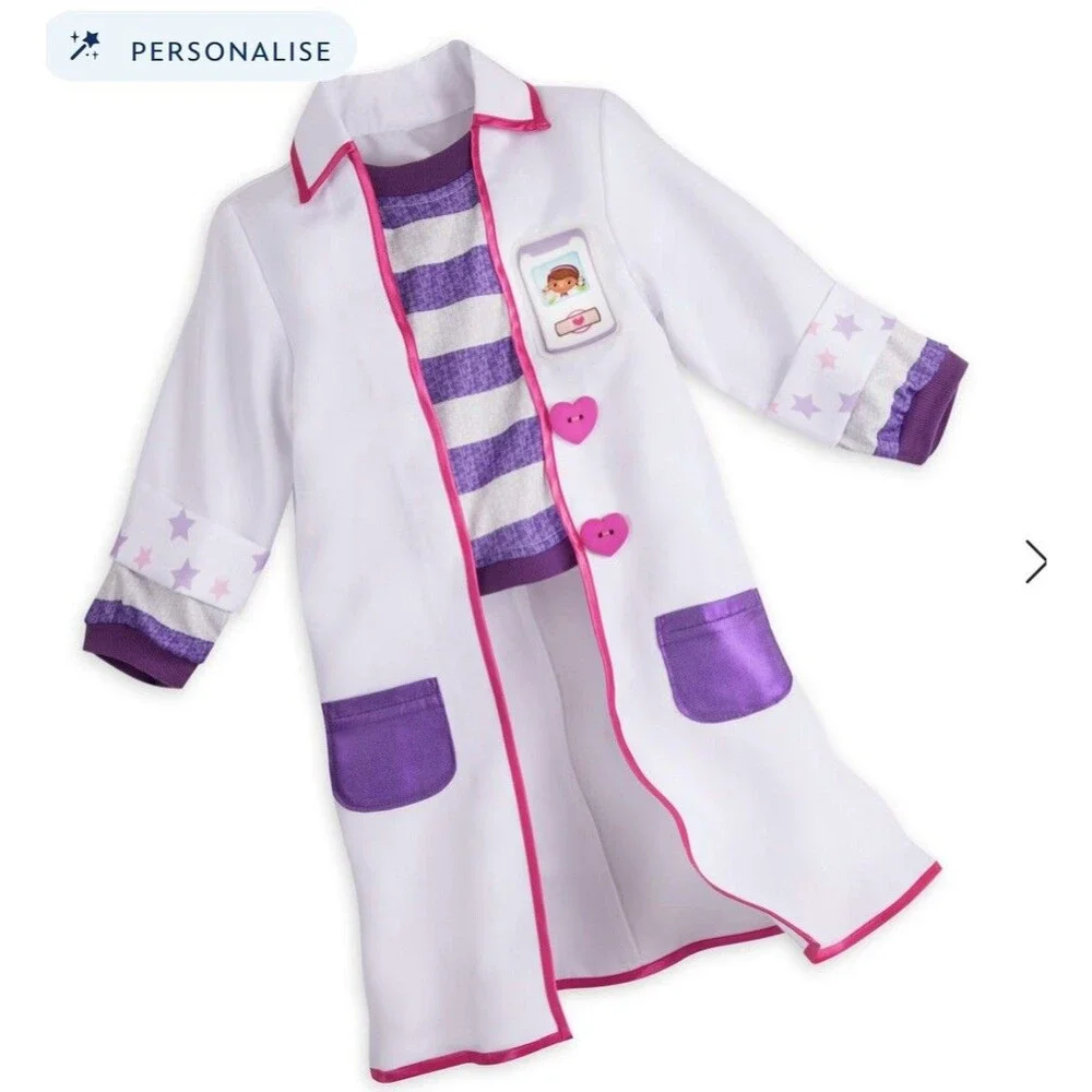 Disney Store Doc McStuffins Costume Kids Scrubs, Headband Stethoscope Size 7/8